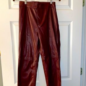 Maroon leather pants